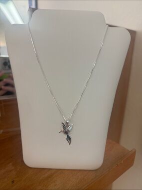 Silver Hummingbird Pendant Necklace